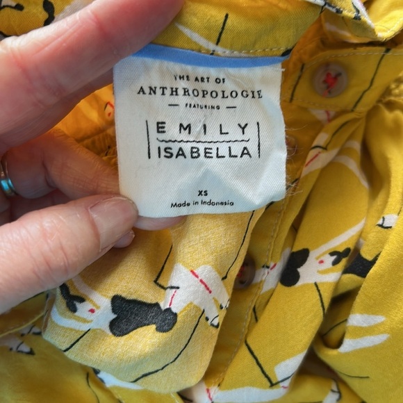 Anthropologie Emily Isabella Robina Blouse TRAPEZISTS Yellow Circus Top Sz XS - Picture 14 of 16